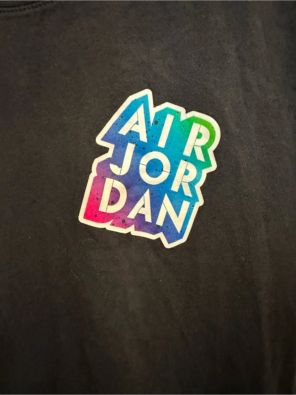 Jordan Black Tee with Multicolor Retro Badge Graphics